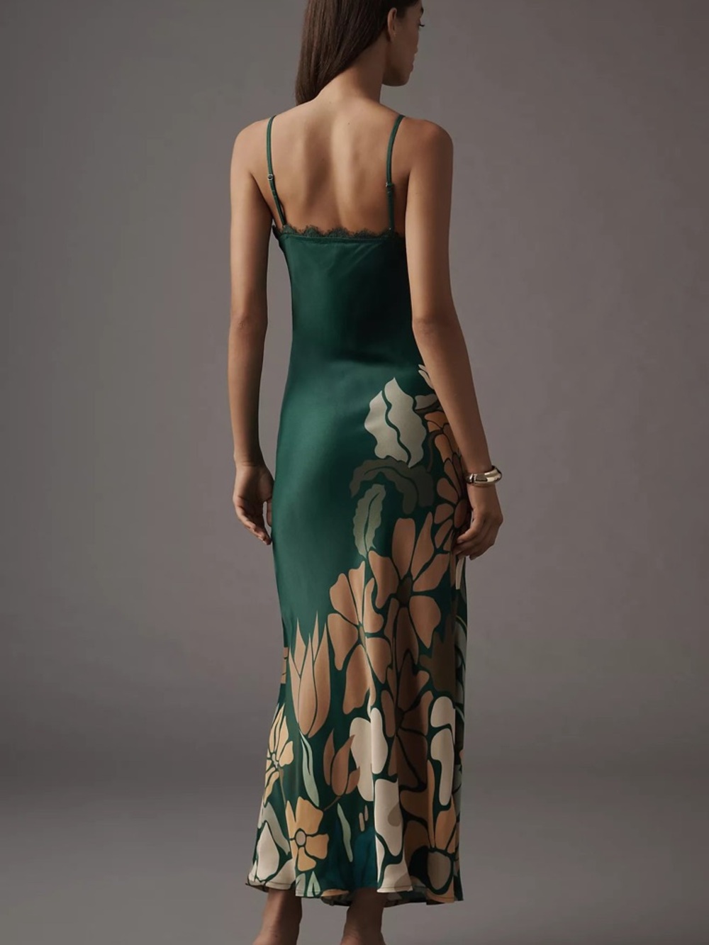 ❤️ NWT! Anthropologie x Bl^nk Eustella Bare Green Maxi Satin Slip Dress XL - Picture 2 of 15